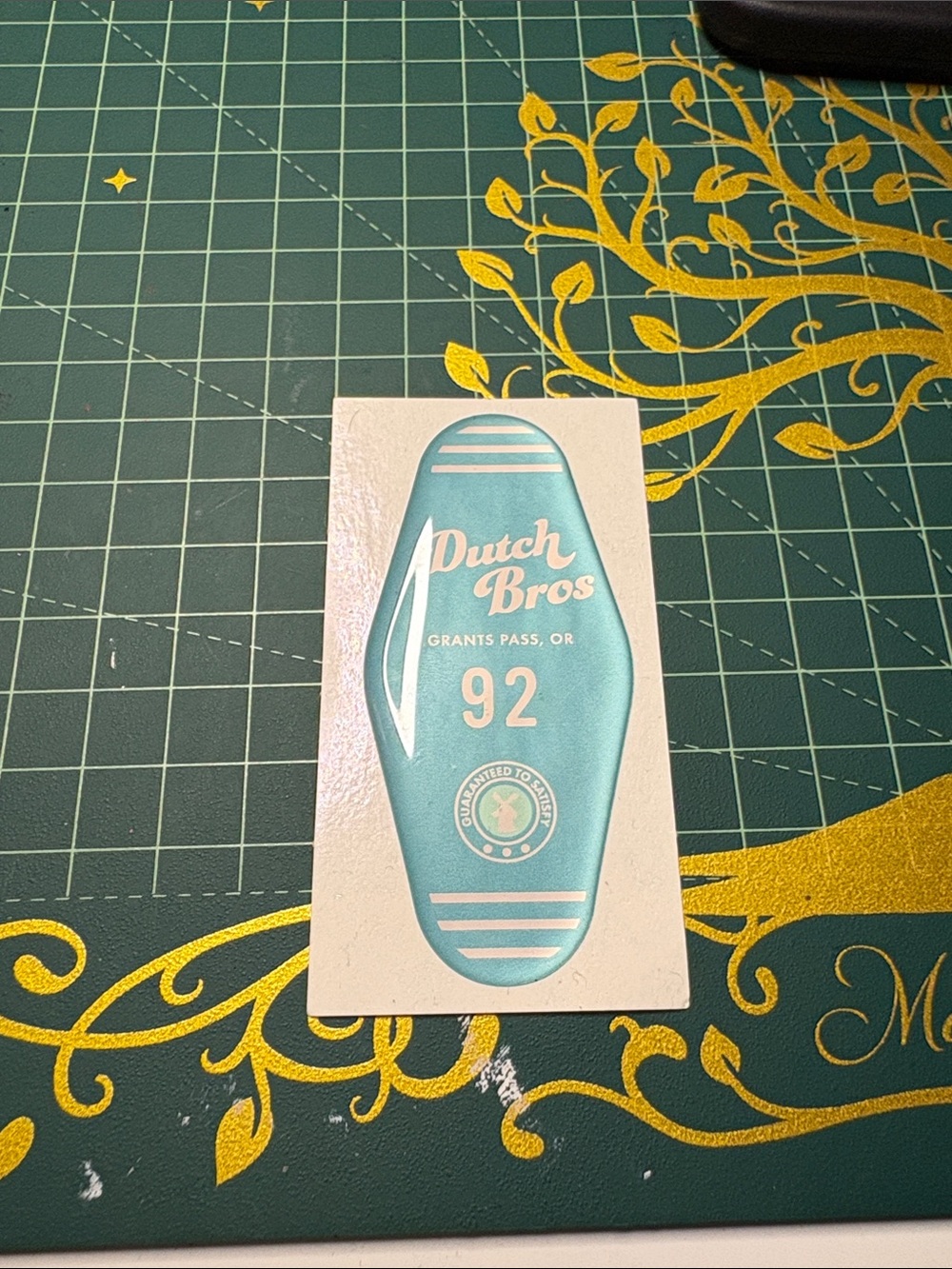 Dutch Bros Teal & White Motel Key Sticker - '92 Design